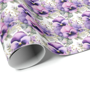 Paarse Pansies Pansy Cadeaupapier