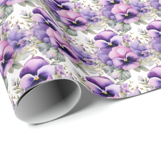 Paarse Pansies Pansy Cadeaupapier (Rol Hoek)
