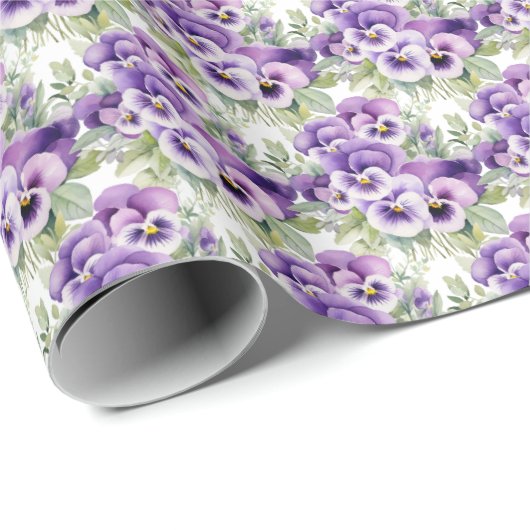 Paarse Pansies Pansy Cadeaupapier (Rol Hoek)