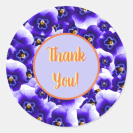 Paarse Pansies Patroon Dank u Ronde Sticker