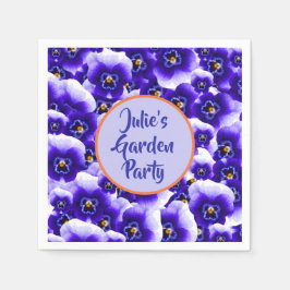 Paarse Pansies Patroon en Jouw naam Garden Party Servet