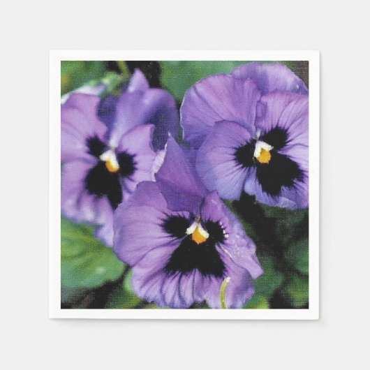 Paarse Pansies Servetten (Voorkant)