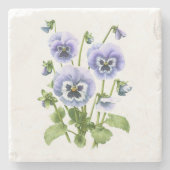 Paarse Pansies Stenen Onderzetter (Voorkant)