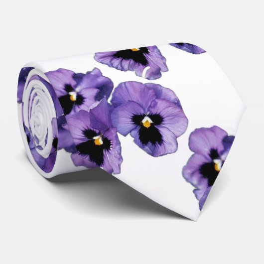 Paarse Pansies Stropdas (Opgerold)