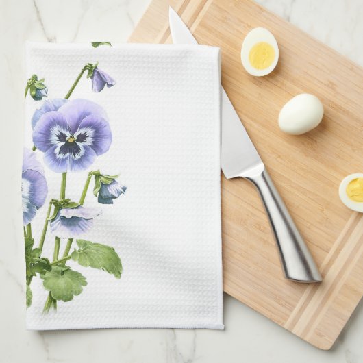 Paarse Pansies Theedoek (Quarter Fold)