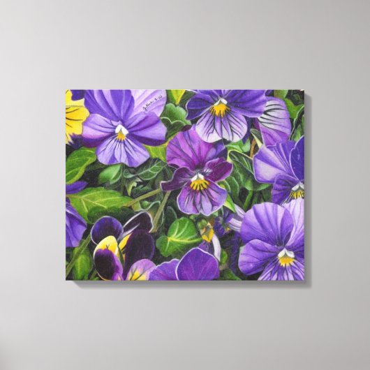 "Paarse Pansies" van Jenny Koch Canvas Afdruk (Voorkant)