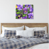 "Paarse Pansies" van Jenny Koch Canvas Afdruk (Insitu (Slaapkamer))