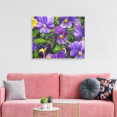 "Paarse Pansies" van Jenny Koch Canvas Afdruk (Insitu (Woonkamer))
