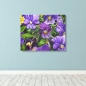 "Paarse Pansies" van Jenny Koch Canvas Afdruk (Insitu (Houten vloer))