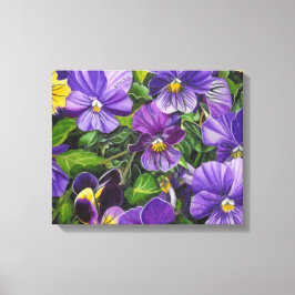"Paarse Pansies" van Jenny Koch Canvas Afdruk