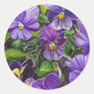 "Paarse Pansies" van Jenny Koch Ronde Sticker