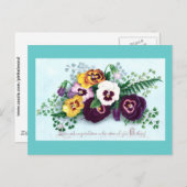 Paarse Pansies Victoriaans Verjaardag Briefkaart (Voorkant / Achterkant)