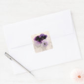 paarse pansies vierkante stickers (Envelop)