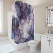 Paarse Pansies Violets Waterverf Bloemen Douchegordijn (In situ)