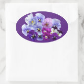 Paarse pansieschilderingen ovale sticker (Tas)