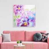 Paarse Pansy Aquarel Schilderij Canvas Print (Insitu (Woonkamer))