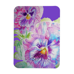 Paarse Pansy Art Floral Flowers Waterverf Magnet Magneet