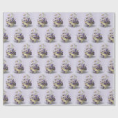Paarse Pansy Basket Cadeaupapier (Vlak)