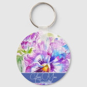 Paarse Pansy Bloem Bloemen Bloemen Vrouwen Naam Lo Sleutelhanger (Voorkant)