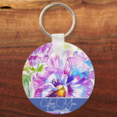 Paarse Pansy Bloem Bloemen Bloemen Vrouwen Naam Lo Sleutelhanger (Voorkant)