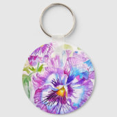 Paarse Pansy Bloem Bloemen Vrouwen Naam Sleutelhan Sleutelhanger (Achterkant)
