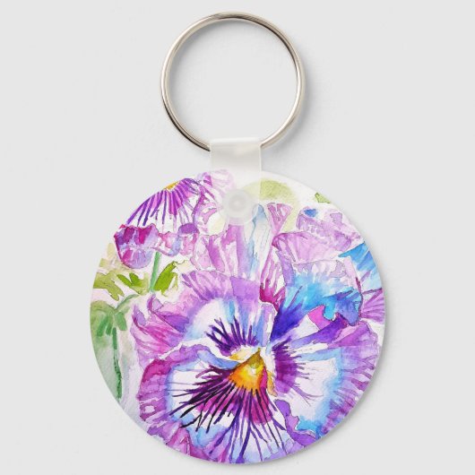Paarse Pansy Bloem Bloemen Vrouwen Naam Sleutelhan Sleutelhanger (Achterkant)