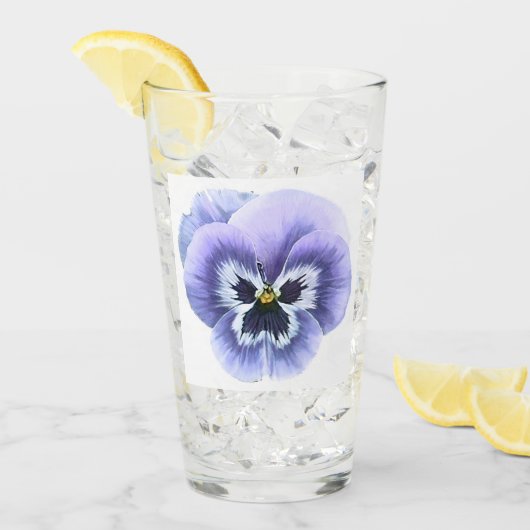 Paarse Pansy Bloemen Botanische Kunst Glas (Voorkant ijs)