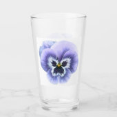 Paarse Pansy Bloemen Botanische Kunst Glas (Voorkant)
