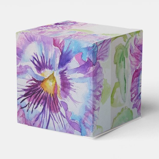 Paarse Pansy Bloemen Party Cake Favor Box Bedankdoosjes (Achterkant)