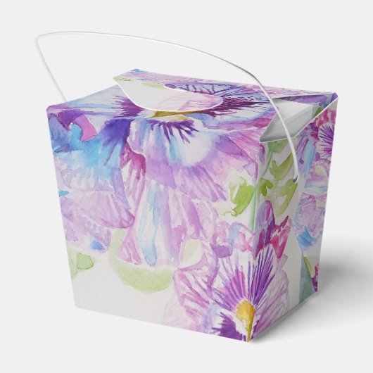 Paarse Pansy Bloemen Party Cake Favor Box Bedankdoosjes (Achterkant)