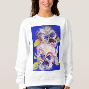 Paarse Pansy bloemenpatroon Art Waterverf Trui