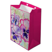 Paarse Pansy bloemige Waterverf Verjaardag Medium Cadeauzakje (Voorkant Gekanteld)