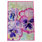 Paarse Pansy bloemige Waterverf Verjaardag Medium Cadeauzakje (Achterkant)
