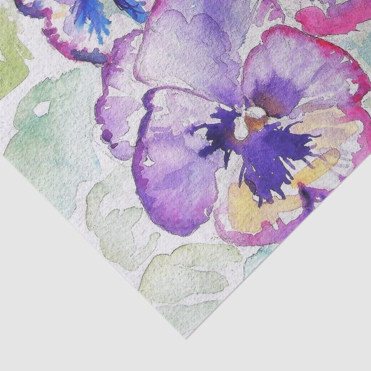 Paarse Pansy bloemige Waterverf Verjaardag Tissuepapier (Detail)
