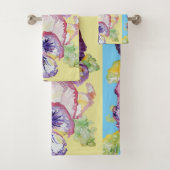 Paarse Pansy Blue Flowers Bloemen Bloemen Badhandd Bad Handdoek (Insitu)