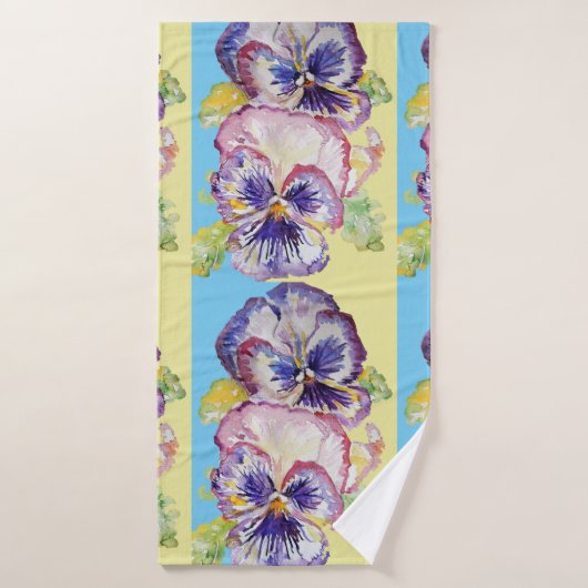 Paarse Pansy Blue Flowers Bloemen Bloemen Badhandd Bad Handdoek (Badhanddoek)