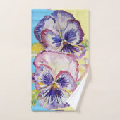 Paarse Pansy Blue Flowers Bloemen Bloemen Badhandd Bad Handdoek (Handdoek)