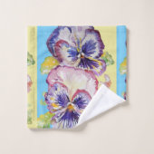 Paarse Pansy Blue Flowers Bloemen Bloemen Badhandd Bad Handdoek (Wasdoekje)