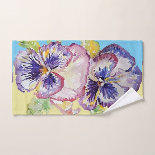 Paarse Pansy Blue Flowers Bloemen Bloemen Badhandd Bad Handdoek (Handdoek)