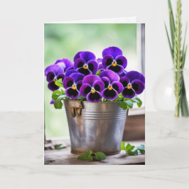 Paarse Pansy Boeket Verjaardag Kaart