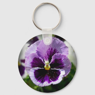 Paarse Pansy close-up Sleutelhanger