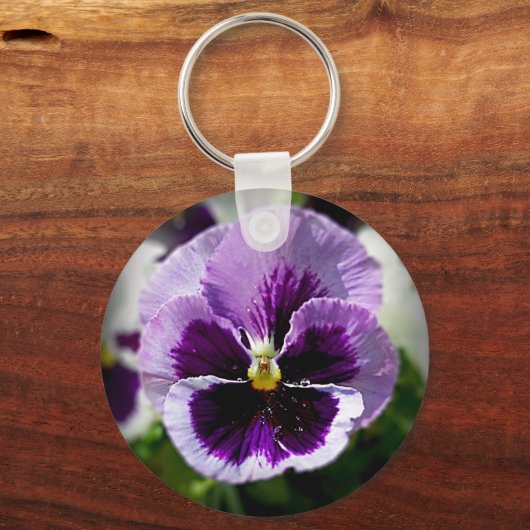 Paarse Pansy close-up Sleutelhanger (Voorkant)