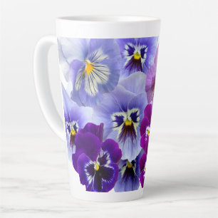 Paarse Pansy Coffee Latte Mok Bloemen Flower Cups