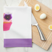 Paarse Pansy Cupcake Theedoek (Quarter Fold)