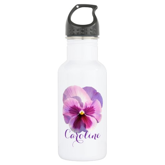 Paarse Pansy Eigen naam Water Flacon Waterfles (Voorkant)