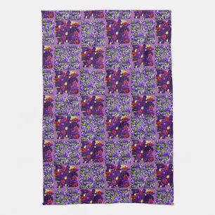 Paarse pansy field en typografie; theedoek