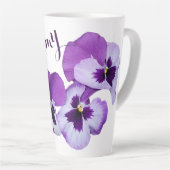 Paarse pansy floral Amy naam aanpasbare boho Latte Mok (Rechterhoek)