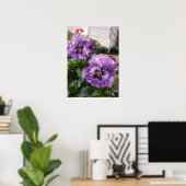 Paarse Pansy Floral Flowers Foto Poster (Thuiskantoor)