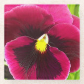  Paarse Pansy Floral Glazen Onderzetter (Voorkant)