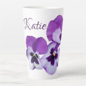 Paarse pansy floral Katie naam aanpasbare boho Latte Mok (Voorkant)